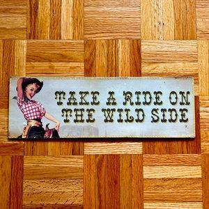 Cowgirl Pin Up Vintage Tin Sign